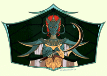 a drawing of a woman with horns holding a sword with the watermark enolezdrata23