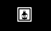 a pixel art of a bottle with a skull on it .