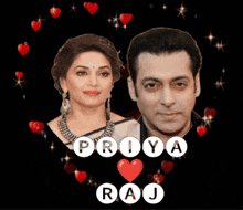 a picture of a man and a woman with the name priya raj on the bottom