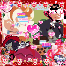 a collage of cartoon characters with a heart that says " you "