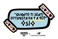 a cartoon of a speech bubble that says " quanto ti senti ottimista da 1 a 10 "