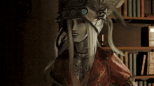 a woman wearing a helmet that says jenova
