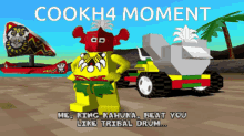 a cartoon character with the words cookh4 moment written on it