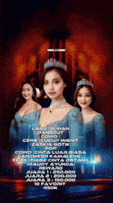 a poster of three women with the words " lagu pilihan " on the top
