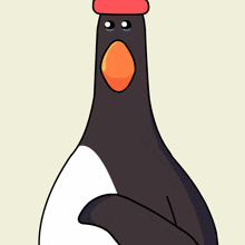 a cartoon penguin with a red hat on its head