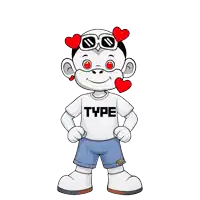 a cartoon monkey wearing sunglasses and a shirt that says type