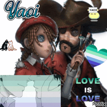 a picture of a man and a girl with yaoi written on the bottom