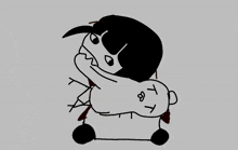 a black and white drawing of a girl with a t on her face