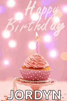 a birthday card for jordyn with a cupcake
