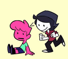 a cartoon drawing of a man giving a high five to another man