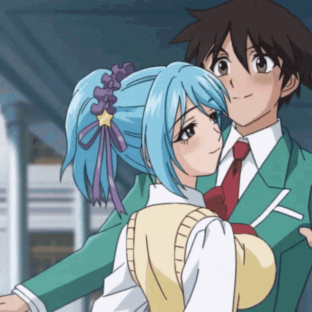 Cute anime hug by Hydrogica on DeviantArt