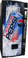 a pepsi vending machine that says crystal pepsi