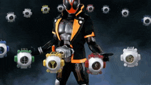 a man in a masked superhero costume is holding a watch that says " ghost rider " on it