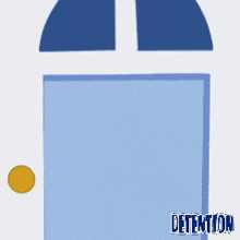 a cartoon drawing of a person knocking on a door with the word detention below it