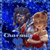 a picture of a man and a woman with charmily written on the bottom right