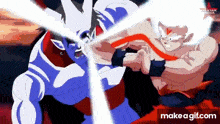 two cartoon characters are fighting each other and the words make a gif.com are in the corner