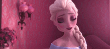 a close up of a cartoon character 's face with her eyes closed