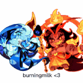 a picture of a cartoon character with burningmilk < 3 written on the bottom