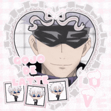 a picture of a man with sunglasses and the words gojo de latte