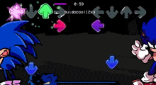 sonic the hedgehog is playing a video game with arrows pointing up and down