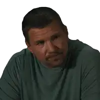 a man in a green shirt says " i don 't know " on a white background