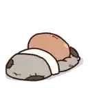 a cartoon bear is sitting on a rock and holding a bowl of food .