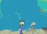 a painting of a mountain with a blue sky and the word stereo hypercom on the bottom