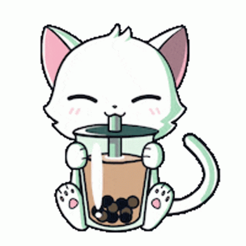 Cat_drinking_boba_tea Sticker - Cat_Drinking_Boba_Tea - Discover ...