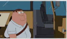 a cartoon of peter griffin sitting in a car
