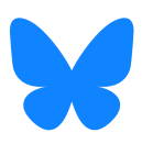 a blue butterfly silhouette on a white background