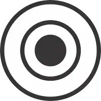 a black and white circle with a black center