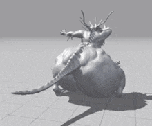 a 3d model of a man riding on the back of a giant dragon .