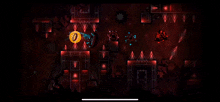 a screenshot of a video game with a red background and a white circle in the middle