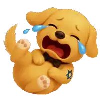 a cartoon dog is crying with tears coming out of his eyes