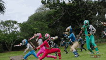 Charge Blue Dino Fury Ranger GIF - Charge Blue Dino Fury Ranger Pink Dino Fury Ranger GIFs