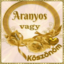 a gold frame with the words aranyos vagy written on it