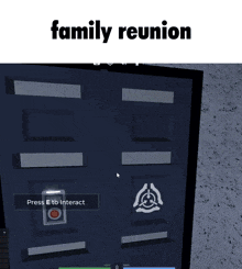 a computer screen with the words family reunion on top