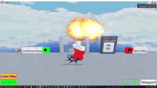 a computer screen shows a christmas thingy and a christmas stocking
