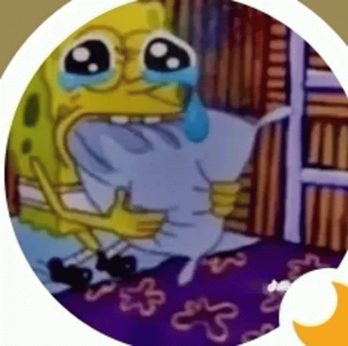 spongebob crying eating pillow