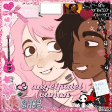 a picture of a boy and a girl with the words angel hate cancer