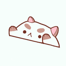 a cartoon drawing of a cat with a pink ear