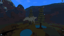 a screenshot of a video game shows a person standing next to a white dragon