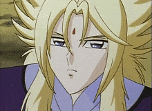 a cartoon character with blonde hair and blue eyes