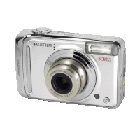 a silver fujifilm camera has a fujinon zoom lens on it