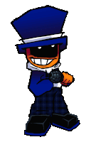 a cartoon character wearing a top hat and sunglasses