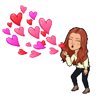 a cartoon of a woman blowing a kiss with hearts coming out of her mouth