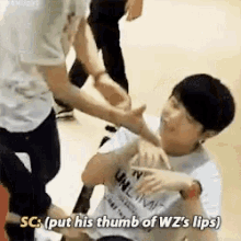 Jicheol Puts Thumb On Lips GIF - Jicheol Puts Thumb On Lips Seventeen GIFs