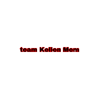 a white background with the words team kellen mem in red letters
