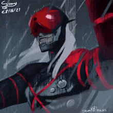 a drawing of a superhero with the date 28/06/2021