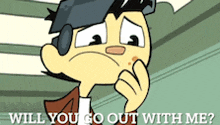 a cartoon of a man asking if he should go out with him
